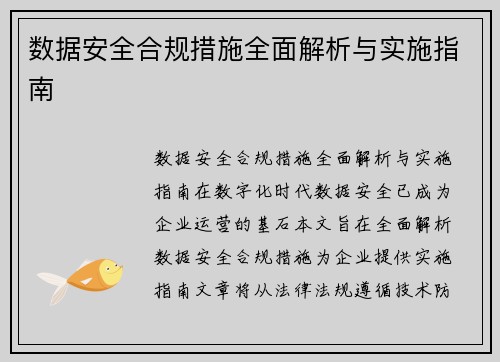 数据安全合规措施全面解析与实施指南